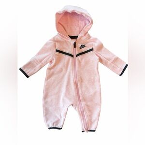 Nike Pink Hooded Baby One-Piece Romper 3M